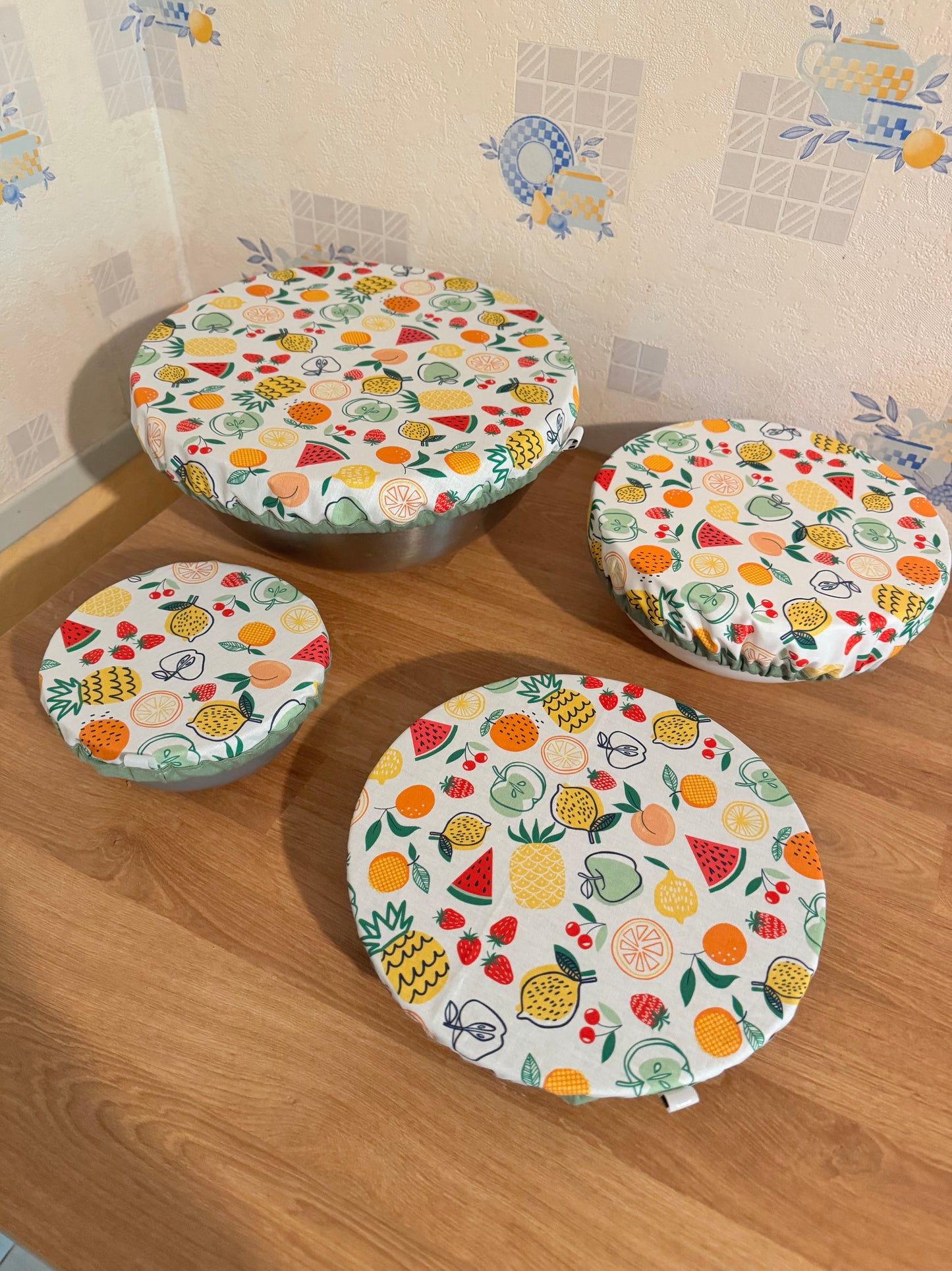 Lot de 4 Couvre-plats réutilisable – Alternative écologique au film plastique fruits