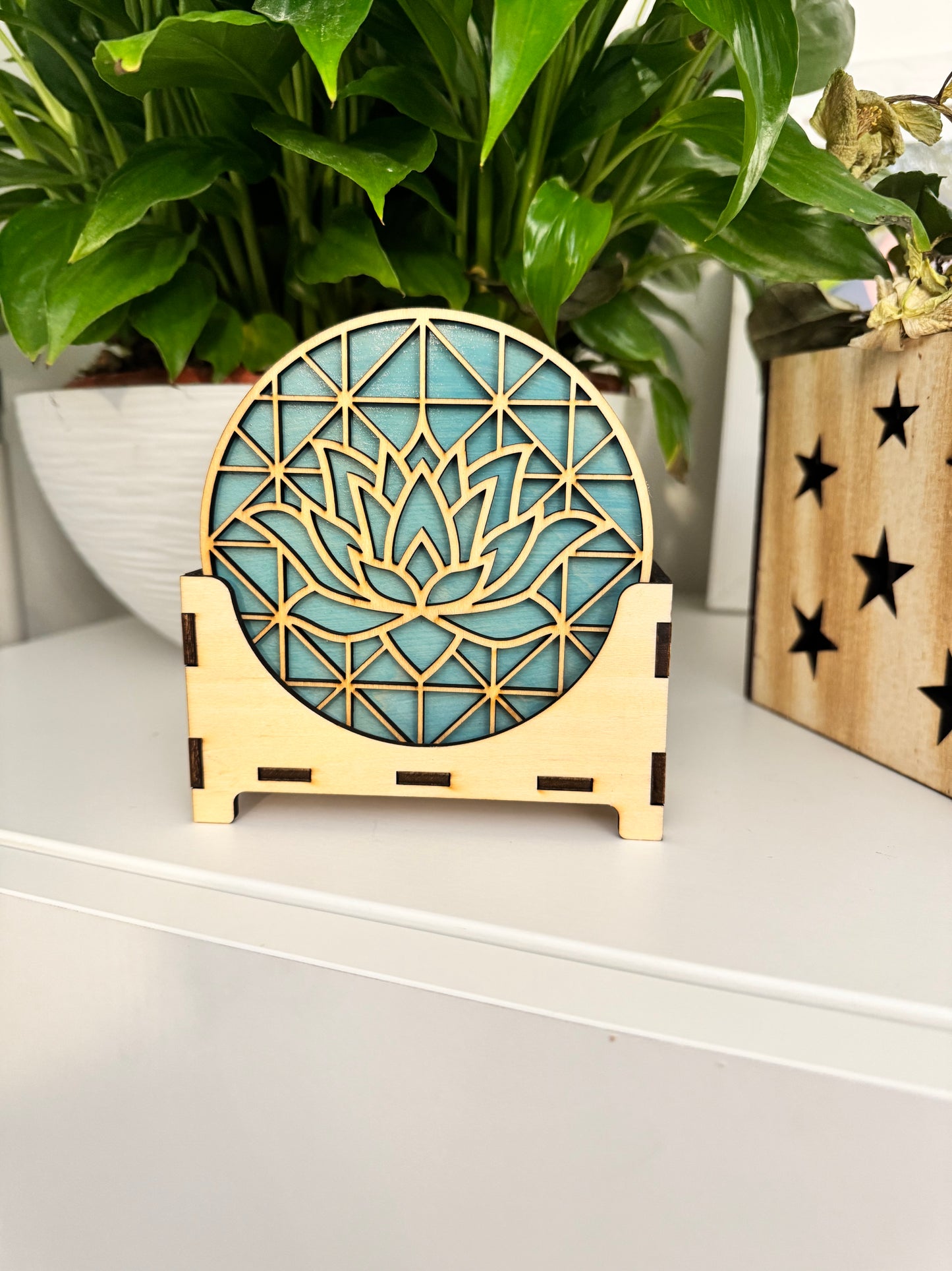 Sous-verres en contreplaqué de peuplier – Naturels & Écologiques lotus