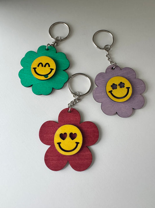 Porte-clés en Contreplaqué – Naturel, Léger collection smiley