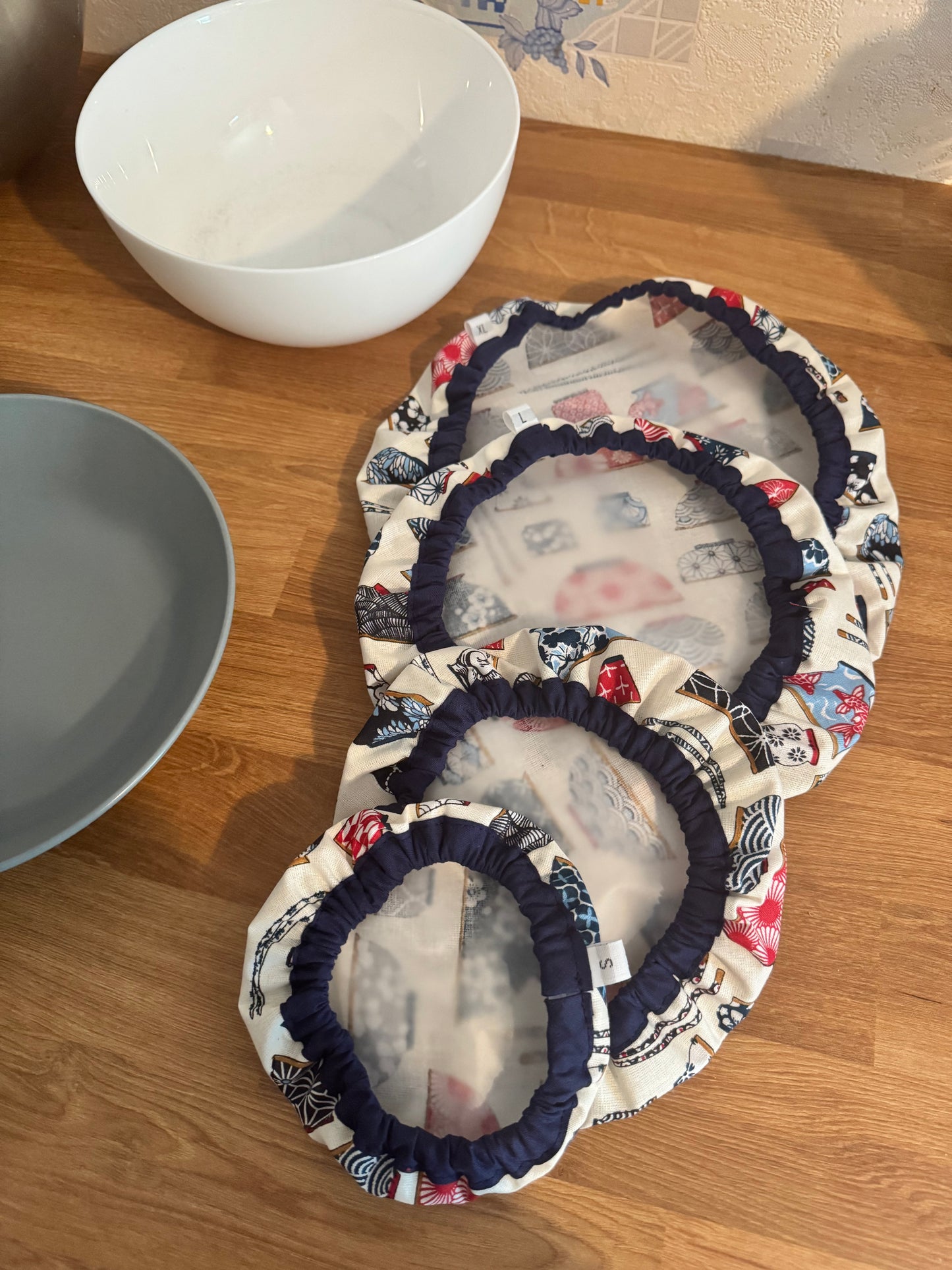 Lot de 4 Couvre-plats réutilisable – Alternative écologique au film plastique bol japonais