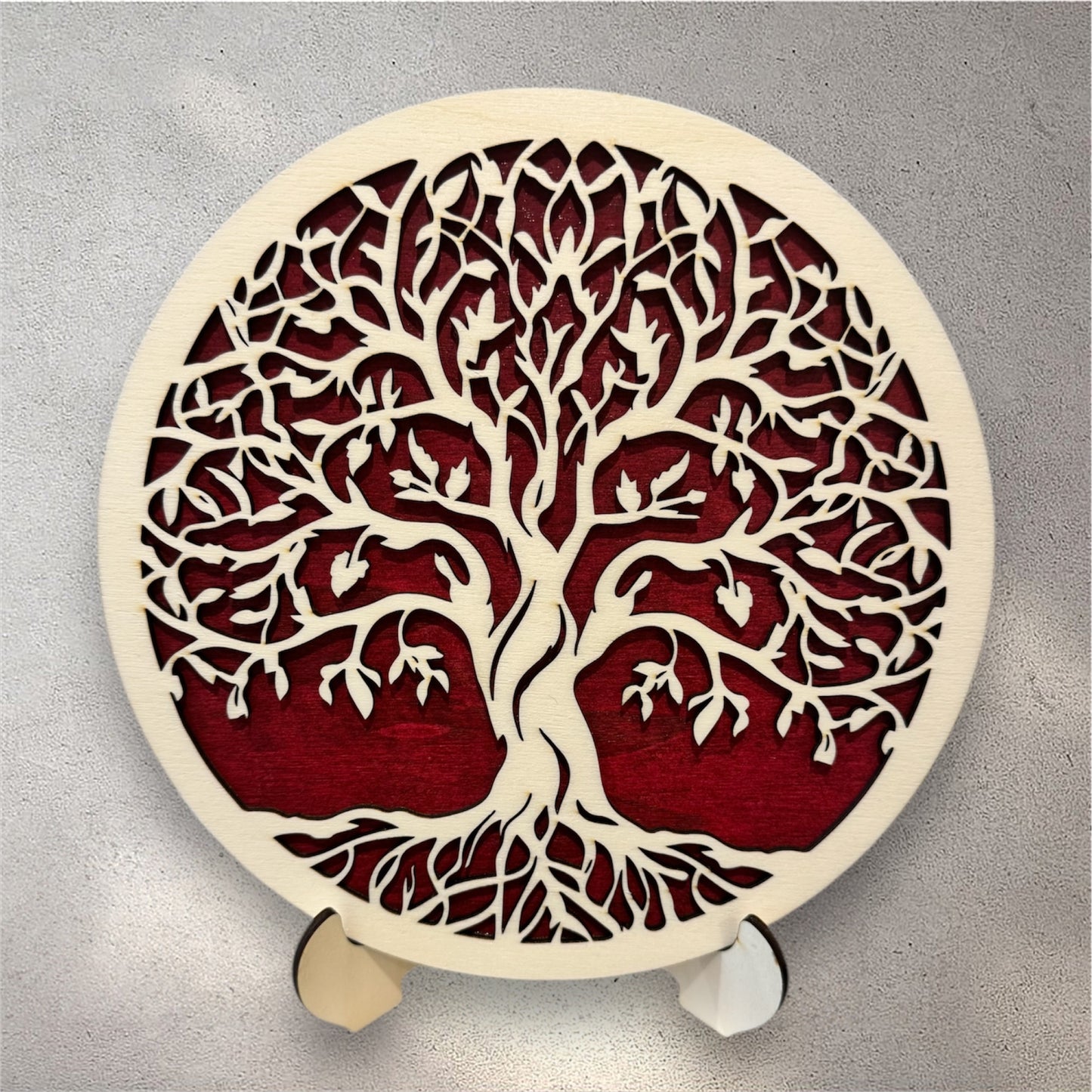 Arbre de vie en bois personnalisé sur socle – Cadeau familial unique à poser