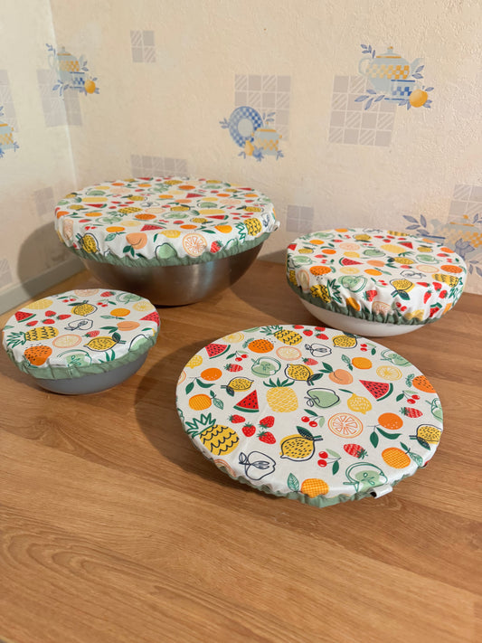 Lot de 4 Couvre-plats réutilisable – Alternative écologique au film plastique fruits