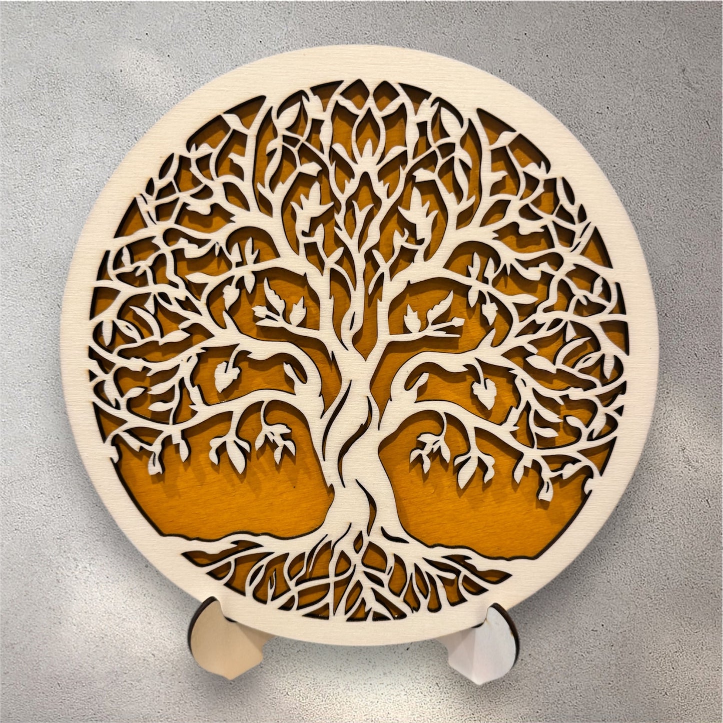 Arbre de vie en bois personnalisé sur socle – Cadeau familial unique à poser