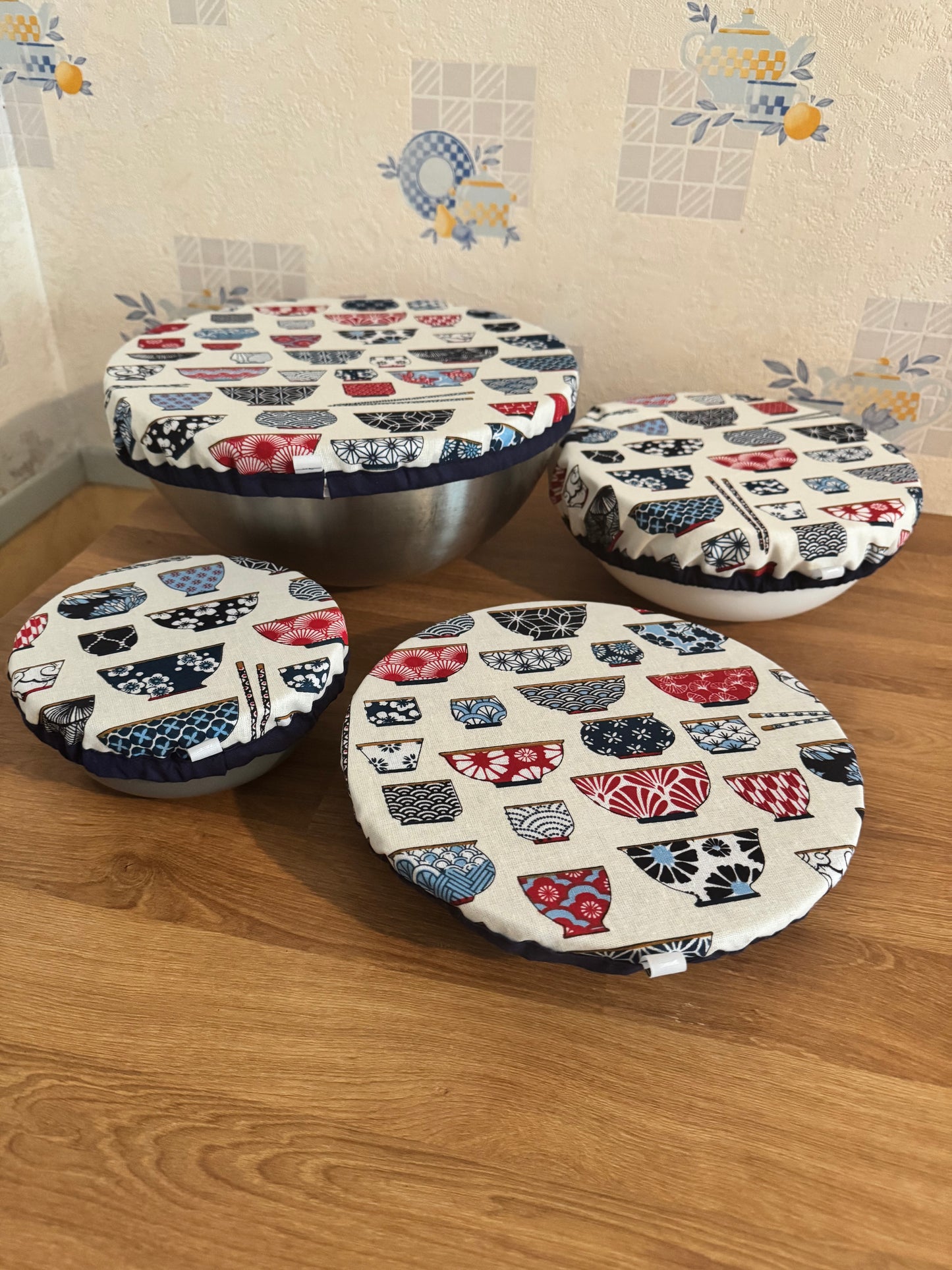 Lot de 4 Couvre-plats réutilisable – Alternative écologique au film plastique bol japonais