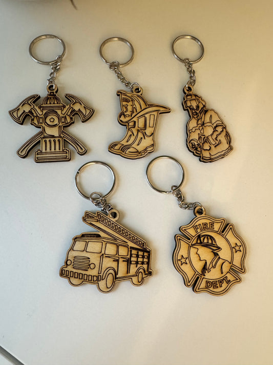 Porte-clés en Contreplaqué – Naturel, Léger collection pompiers