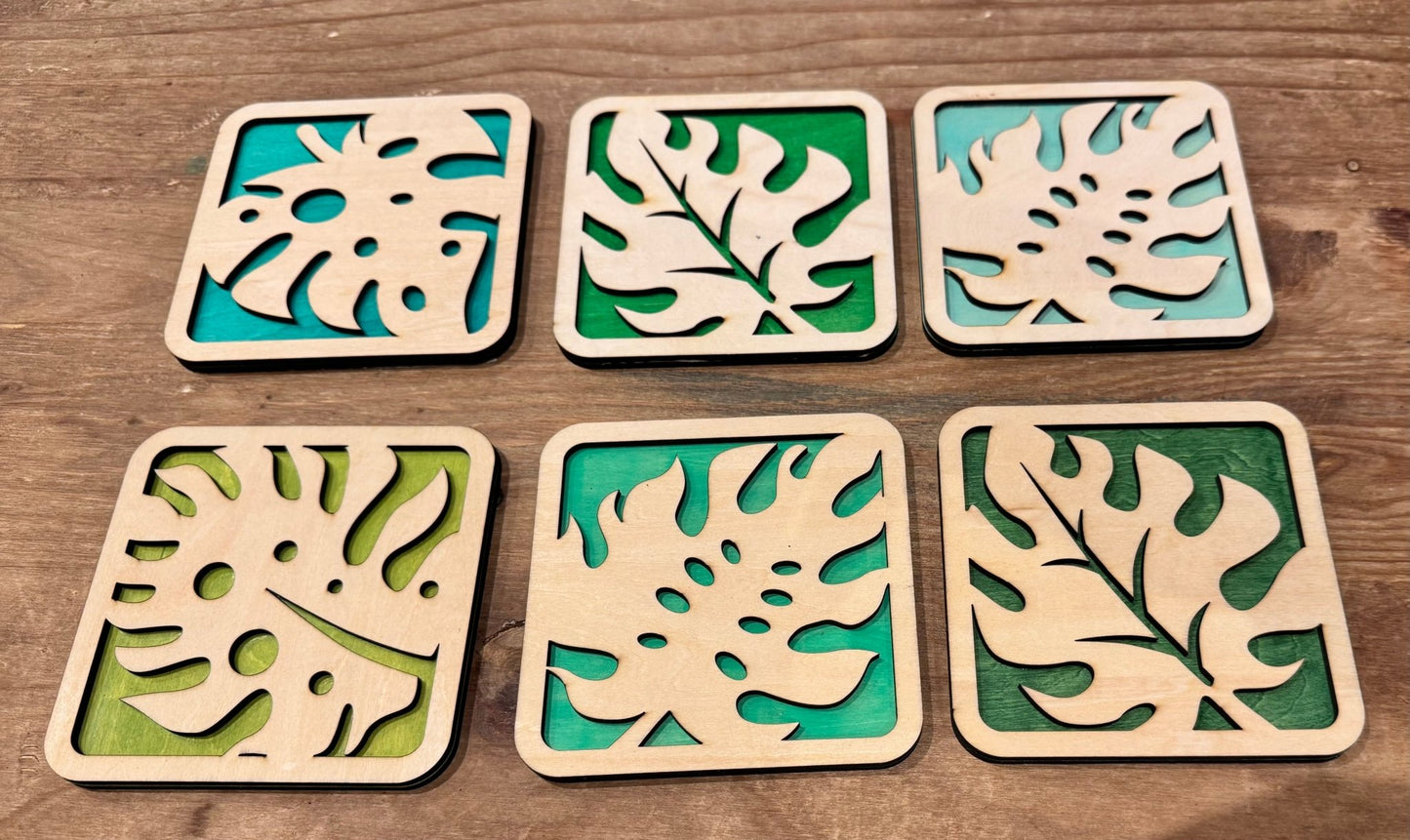 Sous - verres en contreplaqué de peuplier – Naturels & Écologiques monstera - GreenbyMilie