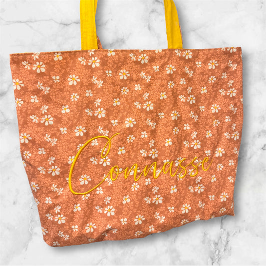 Cabas en coton brodé Connasse