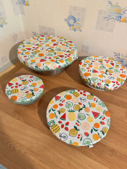 Lot de 4 Couvre-plats réutilisable – Alternative écologique au film plastique fruits