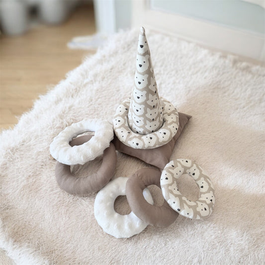 Anneau à empiler en tissu pour bébé – Jouet d’éveil doux et sensoriel