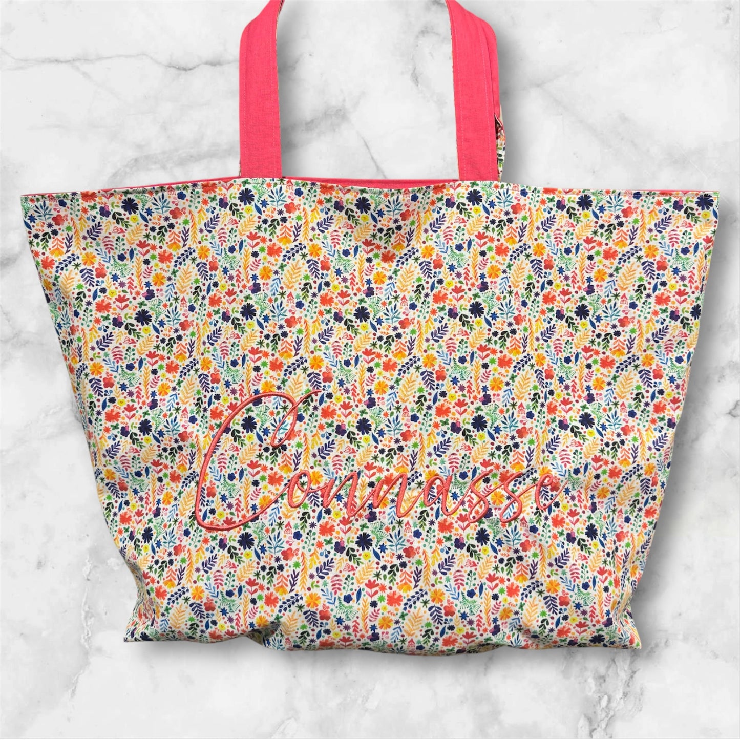 Cabas en coton brodé