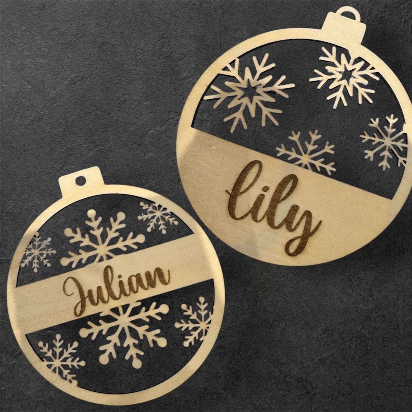 Boules de Noël personnalisées en bois exemple - GreenbyMilie