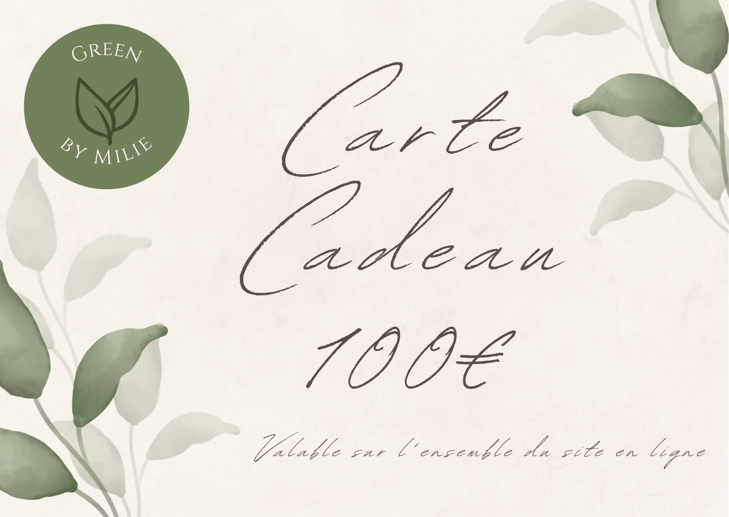 Carte - cadeau Green by Milie - GreenbyMilie