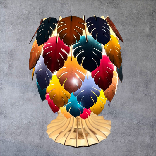 Lampe à poser en bois Élégance Naturelle Monstera - GreenbyMilie