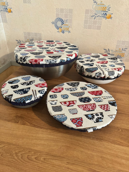 Lot de 4 Couvre - plats réutilisable – Alternative écologique au film plastique bol japonais - GreenbyMilie