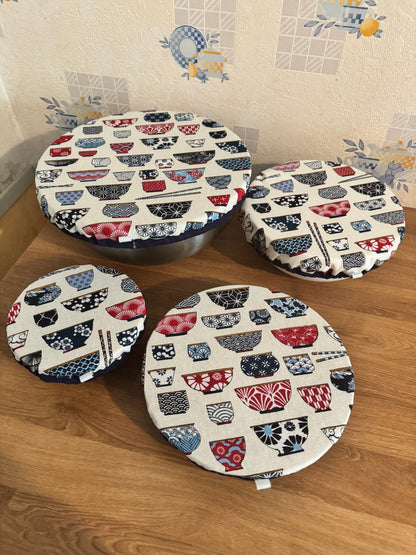 Lot de 4 Couvre - plats réutilisable – Alternative écologique au film plastique bol japonais - GreenbyMilie