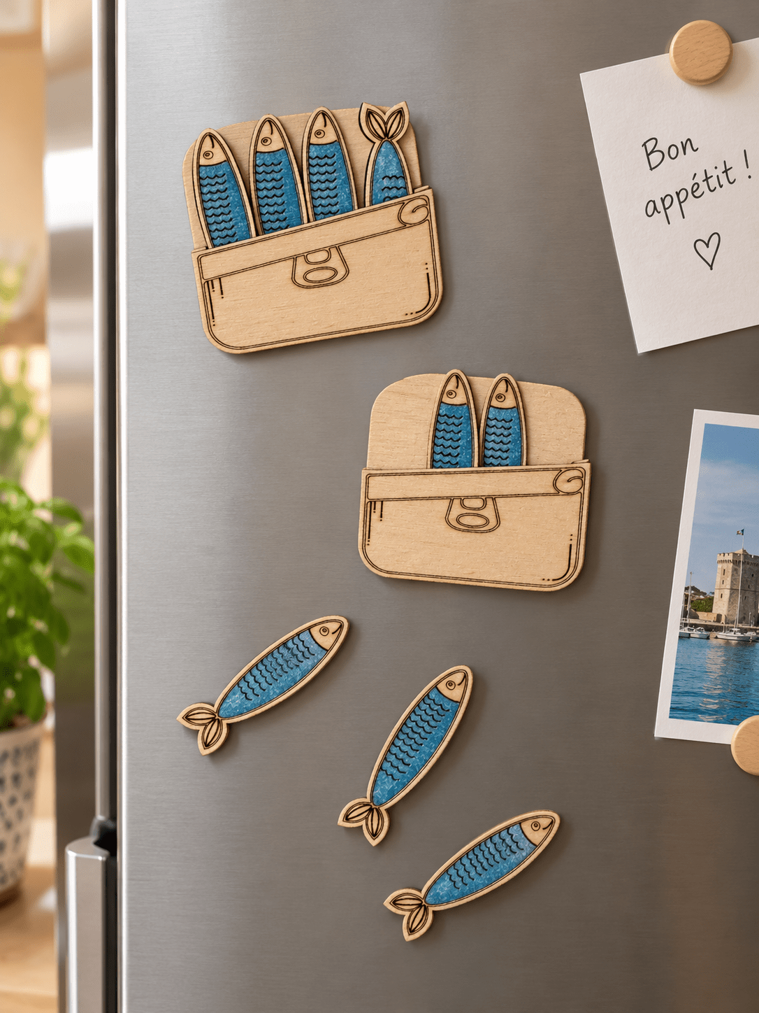 Magnets sardines en bois – Décoration personnalisée - GreenbyMilie