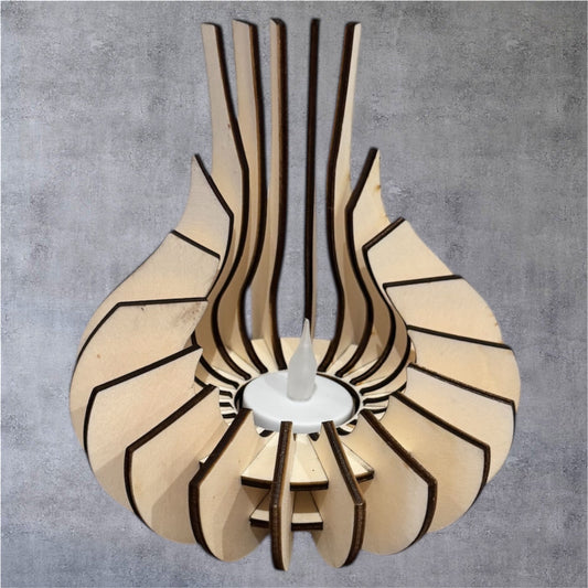 Photophore décoratif en bois petit lotus - GreenbyMilie