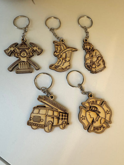 Porte - clés en Contreplaqué – Naturel, Léger collection pompiers - GreenbyMilie