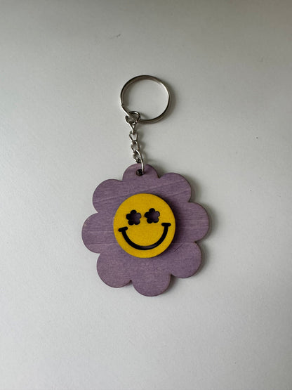 Porte - clés en Contreplaqué – Naturel, Léger collection smiley - GreenbyMilie