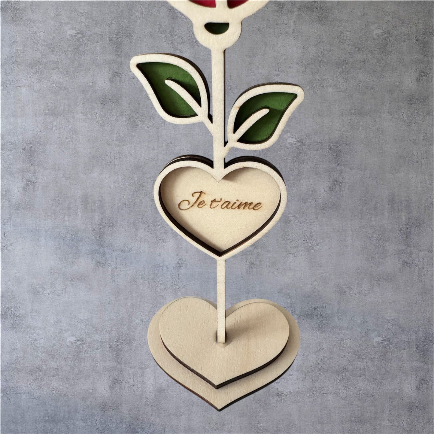 Rose décorative sur pied en bois – Objet déco naturel et élégant - GreenbyMilie