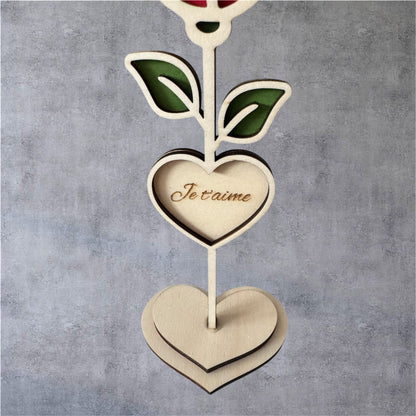 Rose décorative sur pied en bois – Objet déco naturel et élégant - GreenbyMilie