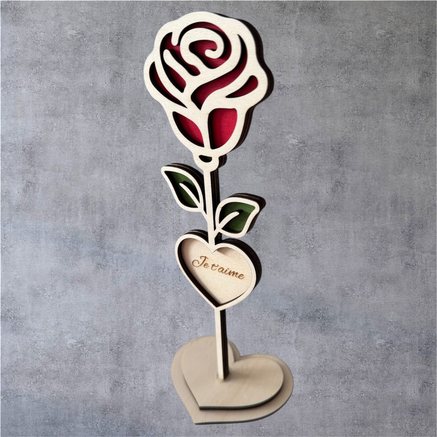 Rose décorative sur pied en bois – Objet déco naturel et élégant - GreenbyMilie
