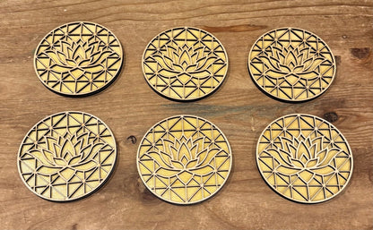 Sous - verres en contreplaqué de peuplier – Naturels & Écologiques lotus doré - GreenbyMilie