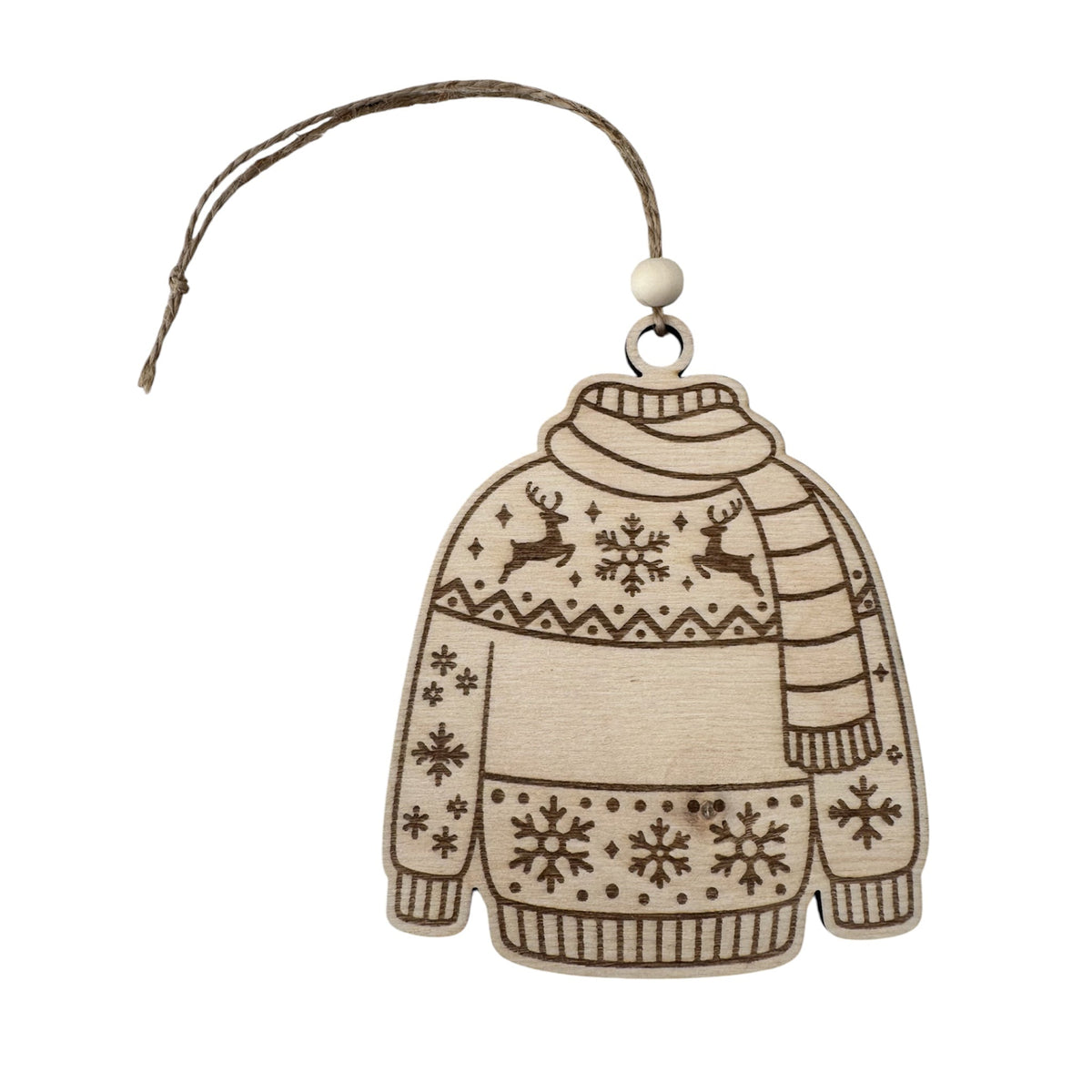 Suspensions de Noël en bois gravé – Boules et pulls personnalisables - GreenbyMilie