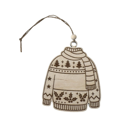 Suspensions de Noël en bois gravé – Boules et pulls personnalisables - GreenbyMilie