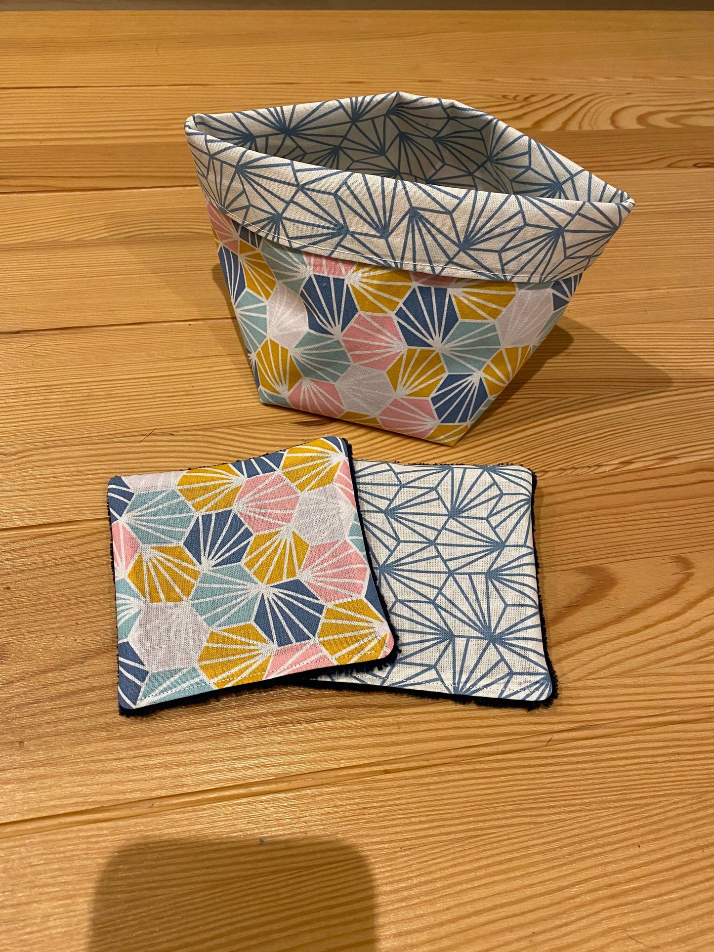 Waschbare Tücher/Baumwolle und Origami-Korb